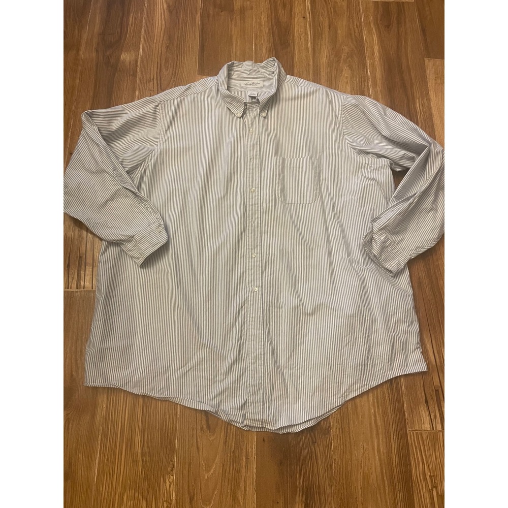 Brooks Brothers Original Polo Shirt Mens 20-35 Blue White Pinstripe Made in USA
